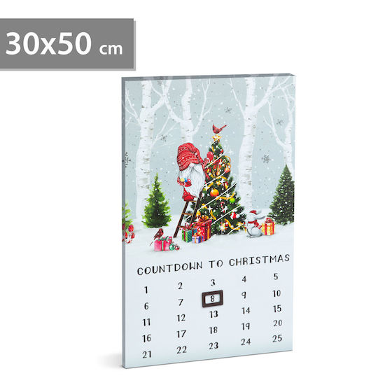 Calendar Advent Led 50 X 30 Cm Decorațiune Perete Lumină Alb Cald Baterii 2 X Aa
