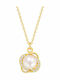 Ios Necklace From Gold Plated Silver With Pearls & Zircon