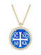 Metrongold Constantine Necklace Talisman Made of 9 K Yellow Gold Blue