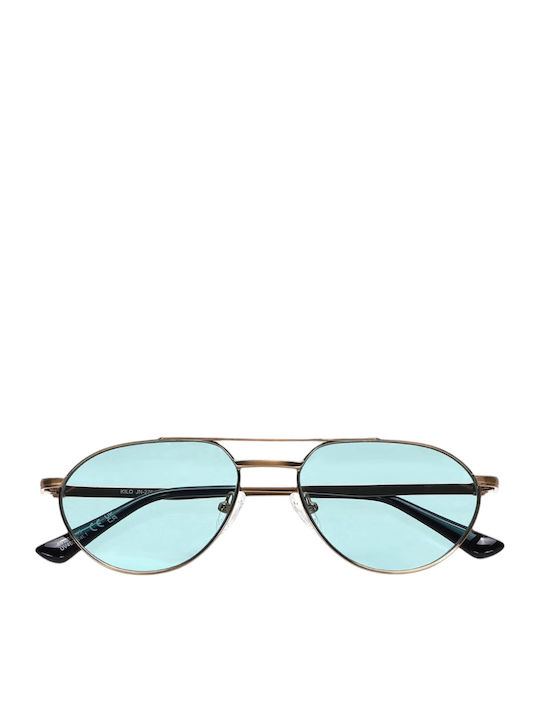 JohNocera Unisex Sunglasses With Gold Metallic Frame And Light Blue Lens Jn-kilo-c04