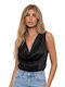 Bluza Damă Satin Drapată Cu Bretele Satin