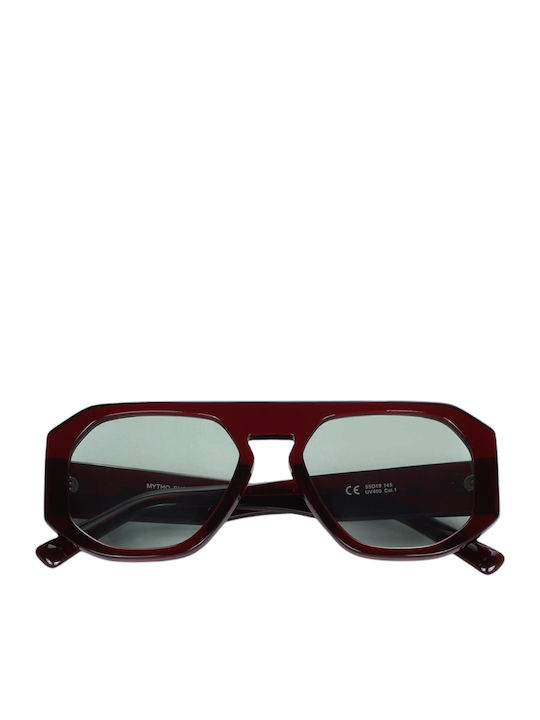 JohNocera Unisex Γυαλιά Ηλίου με Μπορντό Κοκκάλινο Σκελετό και Πράσινο Φακό JN-mytho-c02