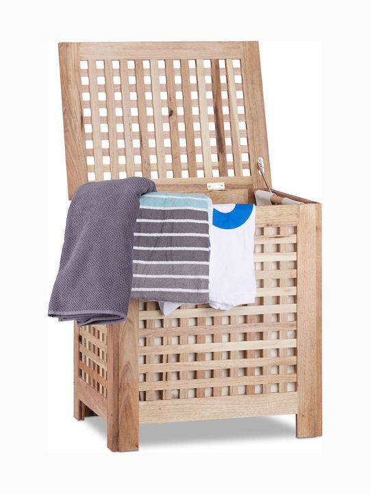 Relaxdays Coș de Rufe din Lemn 70l 55.5x39.5x52.5cm Maro