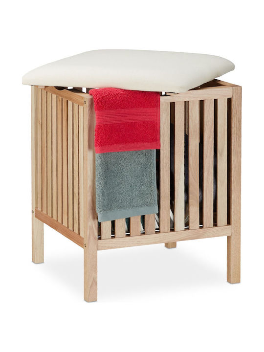 Relaxdays Laundry Basket Wooden 51x41x41cm Brown