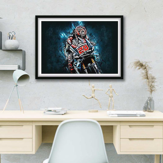 Poster MotoGP Fabio Quartararo GP028 40cm X 50cm Premium Black Wooden Frame