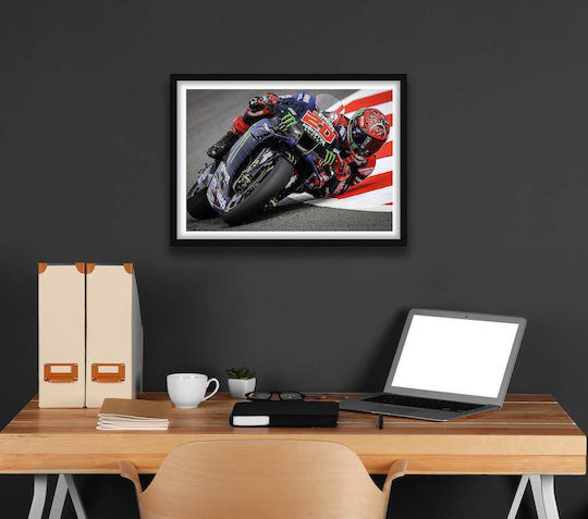 Poster MotoGP Fabio Quartararo GP023 40cm X 50cm Premium Black Wooden Frame