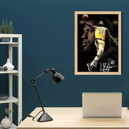 Poster Nba Lebron Dunk Kds021b 40cm X 50cm Premium Cadru Din Lemn Negru