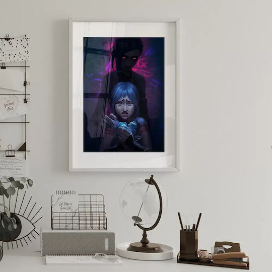 Gaming Poster Powder Vs Jinx Gm1112 40cm X 50cm Premium Black Wooden Frame
