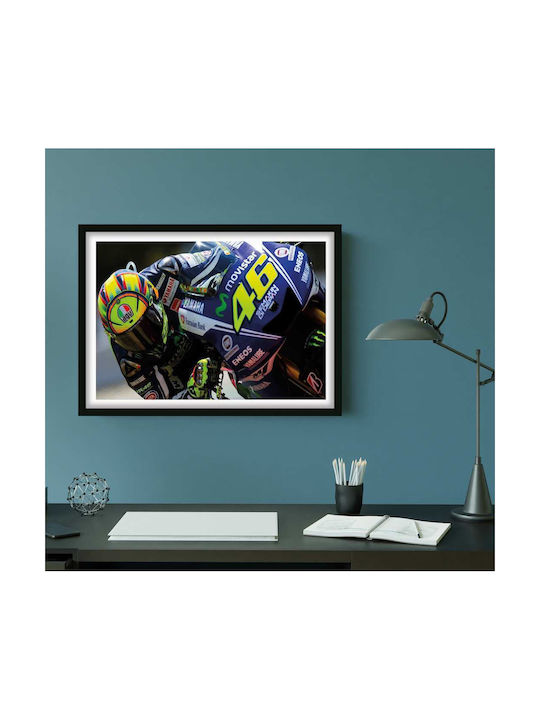 Poster MotoGP Valentino Rossi GP021 40cm x 50cm Premium Black Wooden Frame