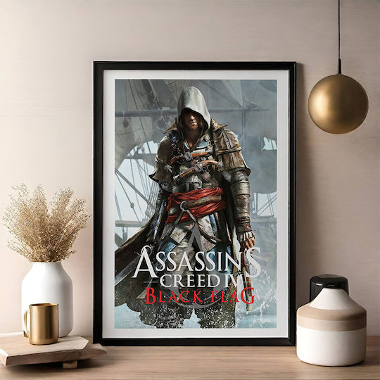Gaming Poster Assassins Creed Black Flag Gm2349 40cm X 50cm Premium Black Wooden Frame