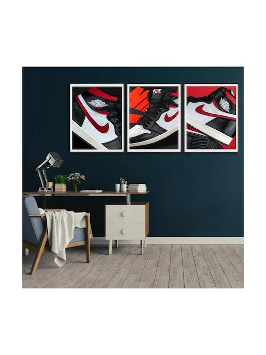 Poster Red N Black Jordan Sneakers Kds004b 40cm X 50cm Premium Black Wooden Frame