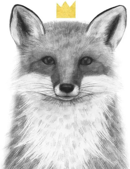 Παιδικό Κάδρο Queen Fox με Μαύρη Κορνίζα από Ξύλο 40x50εκ.
