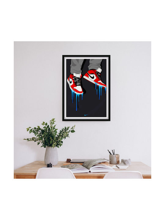 Poster Chicago Sneakers Snk126 40cm X 50cm Premium Black Wooden Frame