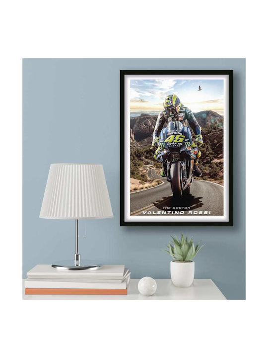 Poster MotoGP Valentino Rossi GP017 40cm X 50cm Premium Black Wooden Frame