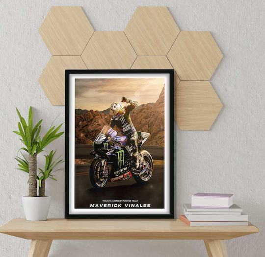 Poster Motogp Maverick Vinales Gp011 40cm X 50cm Premium Μαύρο Ξύλινο Κάδρο