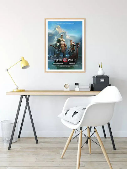 Gaming Poster God War Gm2333 40cm X 50cm Premium Black Wooden Frame