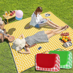 Pătură Picnic Tip Geantă Pliabilă Impermeabilă Plajă Camping 100x150cm Galben-alb