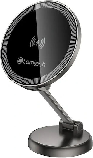 Lamtech Βάση Κινητού Αυτοκινήτου με Μαγνήτη και Ασύρματη Φόρτιση Μαύρη