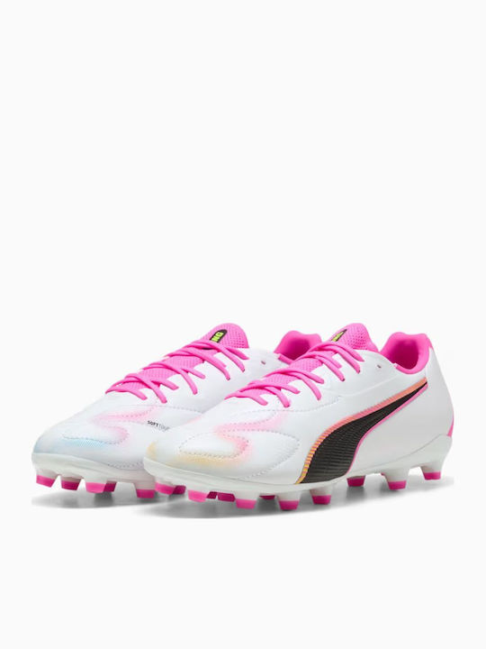 King 20 Match Jr FG/AG Kids Soccer Cleats with Molded Outsole White