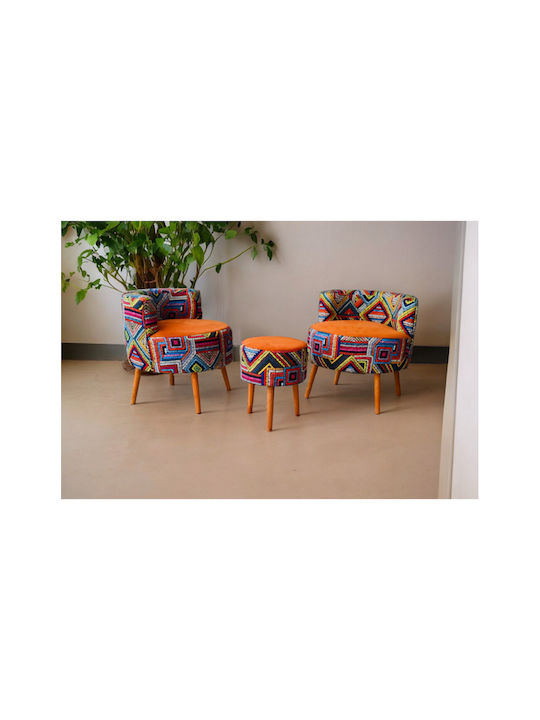 Wohnzimmermöbel-Set 2 Sessel & Hocker