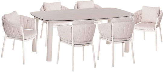 Set Dining 7 Piese Gri cu Perne