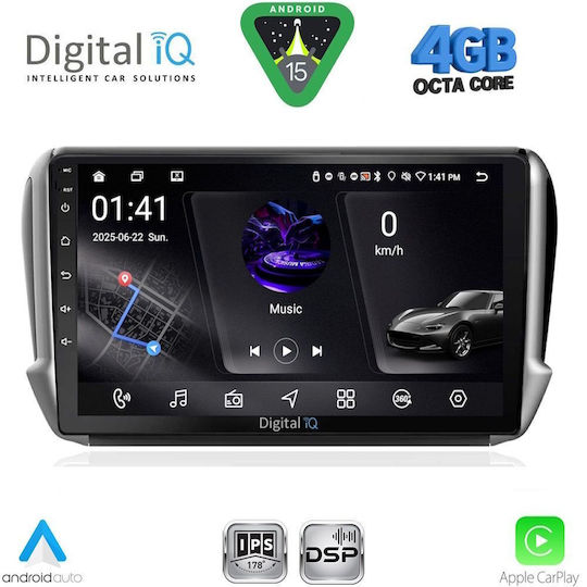 Digital IQ Car Audio System for Peugeot 2008 2012-2021 Bluetooth USB WiFi GPS Apple CarPlay Android Auto with 10" Touch Screen