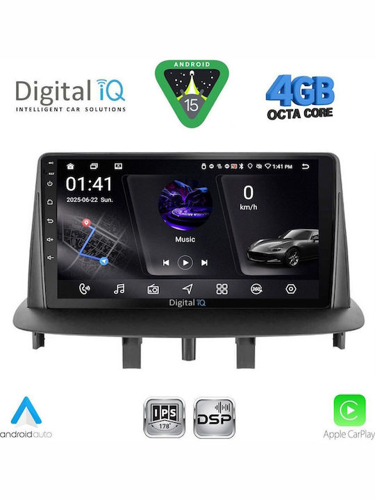 Digital IQ Car Audio System for Renault Megane 2009-2016 Bluetooth USB WiFi GPS Apple CarPlay Android Auto with 9" Touch Screen