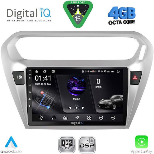 Digital IQ Car Audio System for Peugeot 301 Citroen C-Elysee 2013 (Bluetooth USB WiFi GPS Apple CarPlay Android Auto) with 9" Touch Screen