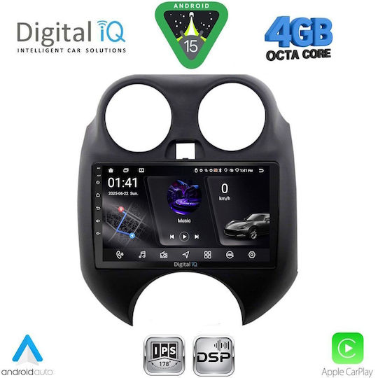Digital IQ Car Audio System for Nissan Micra 2010-2014 Bluetooth USB WiFi GPS Apple CarPlay Android Auto with 9" Touch Screen