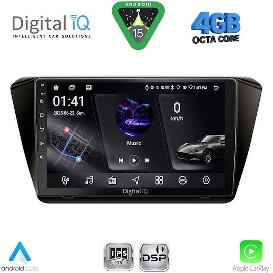 Digital IQ Car Audio System for Skoda Superb 2015-2023 with Clima (Bluetooth/USB/WiFi/GPS/Apple CarPlay/Android Auto) with 10" Touch Screen