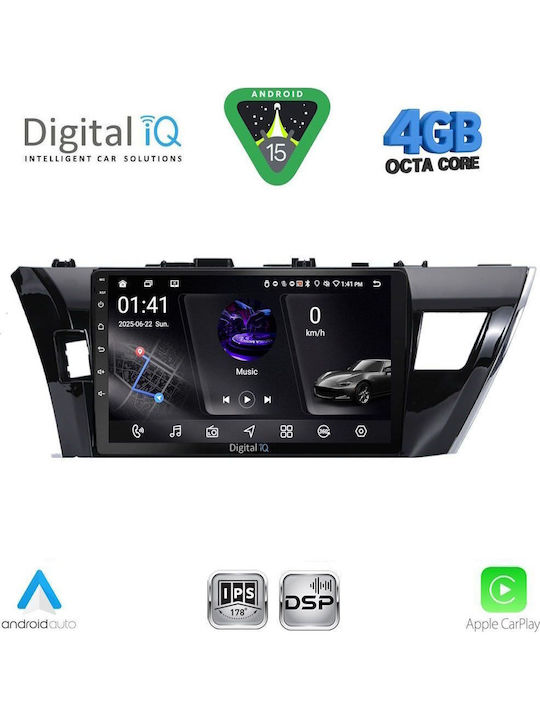Digital IQ Car Audio System for Toyota Corolla 2013-2016 (Bluetooth/USB/WiFi/GPS/Apple CarPlay/Android Auto) with 10" Touch Screen