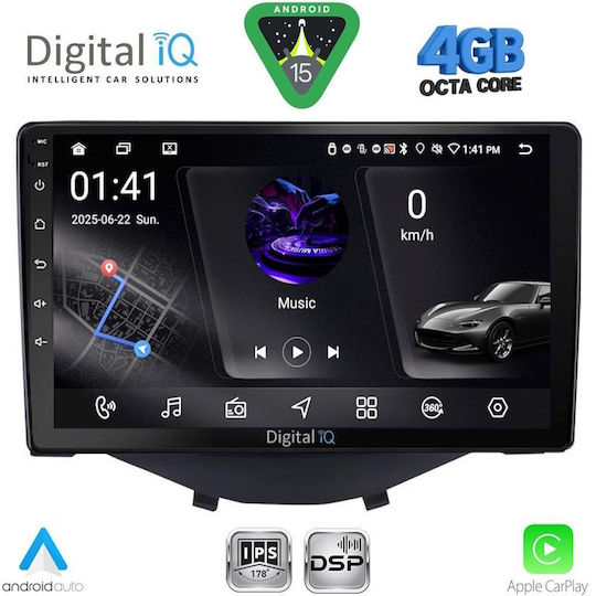 Digital IQ Car Audio System for Peugeot 108 Toyota Aygo Citroen C1 2014-2022 Bluetooth USB WiFi GPS Apple CarPlay Android Auto with 9" Touch Screen