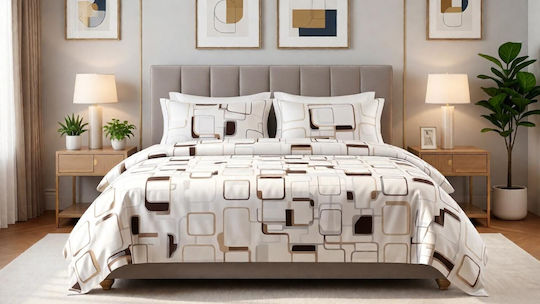 MayHome Σετ Παπλωματοθήκη 160x240cm Μονή με Μαξιλαροθήκη Γεωμετρικό