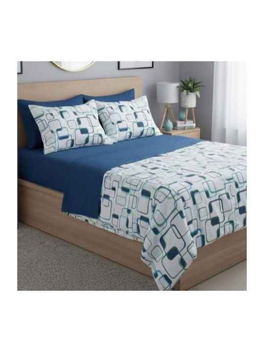 MayHome Set Bed Sheets Single with Rubber Hugger 100x200+25cm Geometric 3pcs
