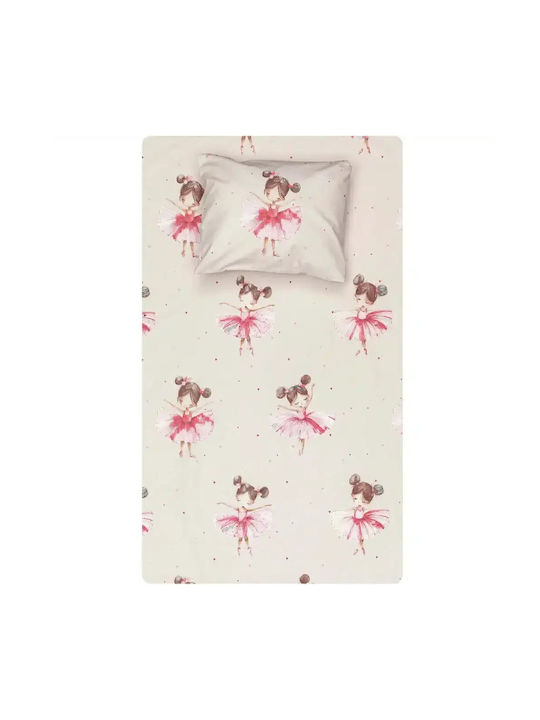 Borea Single Sheet Set with Elastic Band Cotton Balletto Pink 100x200cm 2pcs