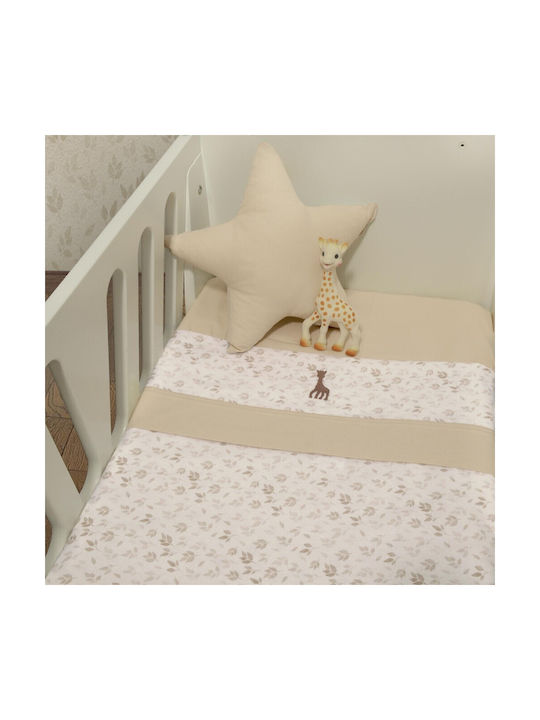 Sophie La Girafe Set Baby Sheets Cradle Cotton Ecru 80x110cm 2 Pieces