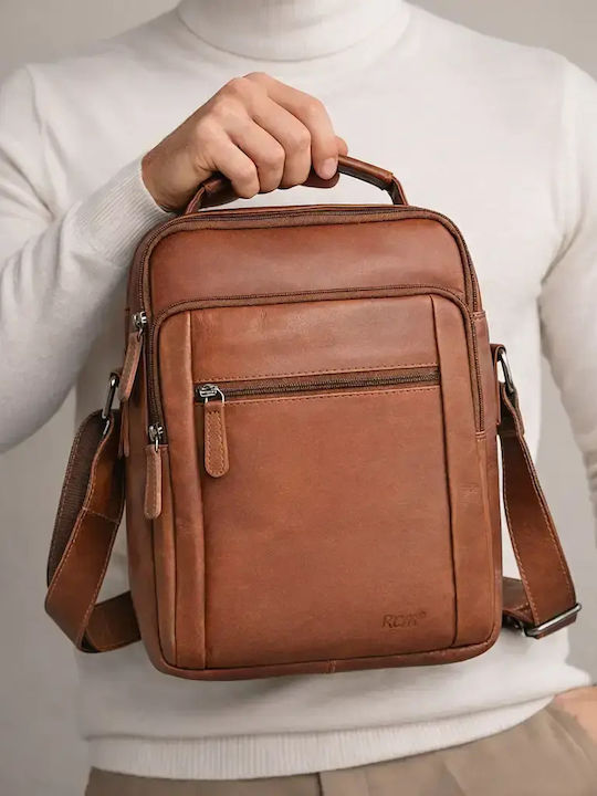 RCM Leather Men's Shoulder / Crossbody Bag Taba...