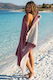 SteweHome Beach Towel Pareo Cotton Burgundy 180x90cm