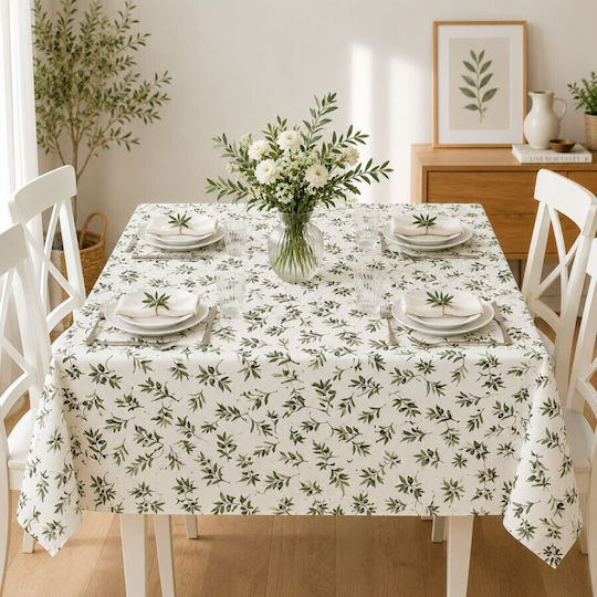 Pucioasa Cotton Tablecloth Leaves With Black Olives 160x220cm