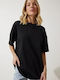 Women's Short Sleeve Black Blouse