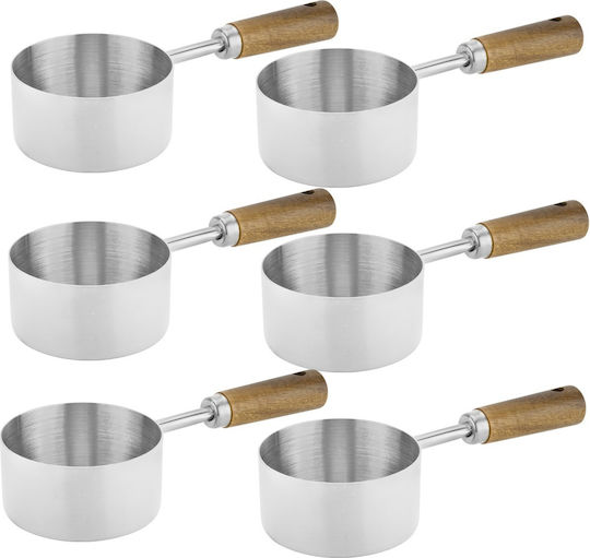 Raki Chrome Serving Bowls For Dip Round Inox Silver 6 Pieces