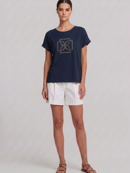 Derpouli Γυναικείο Crop T-shirt Μπλε