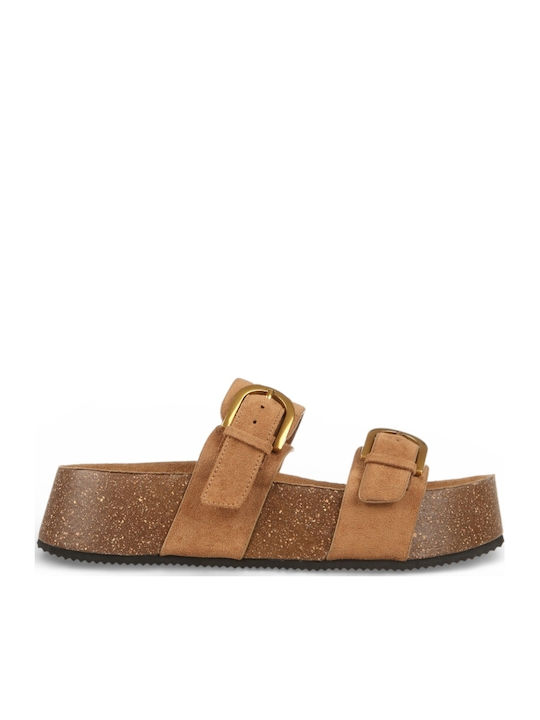 Damen Flache Sandalen Braun