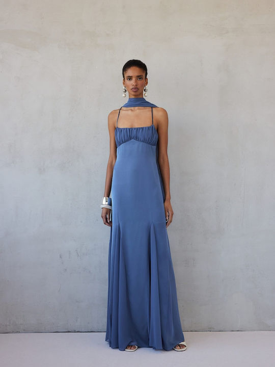 Maxi Φόρεμα Σατέν Blue