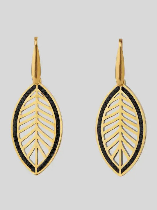 The Gem Stories Earrings Gold Plated Steel with Beige Stones