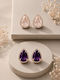 The Gem Stories Gold Plated Silver Stud Earrings with Purple Stones