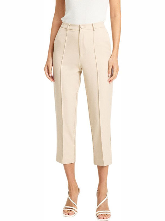 Women's Fabric Trousers Sand Beige