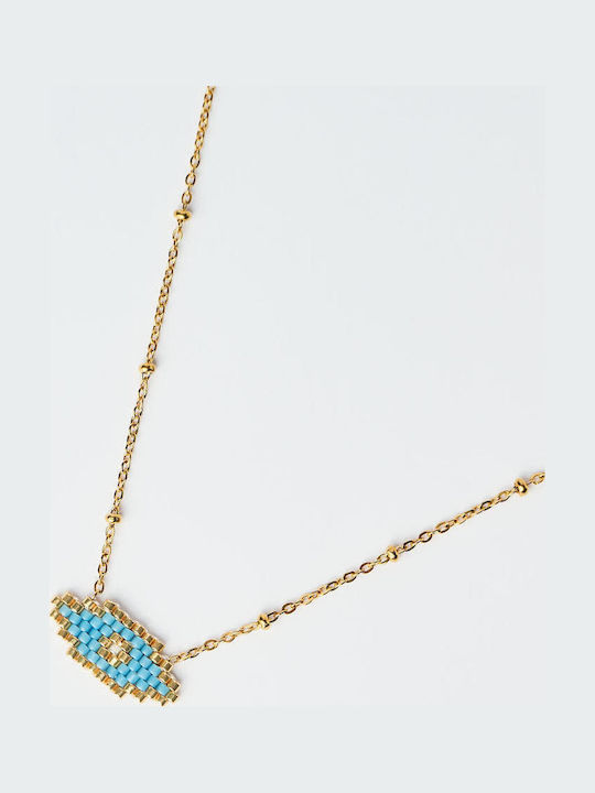The Gem Stories Necklace Eye From Gold Plated Silver Blue
