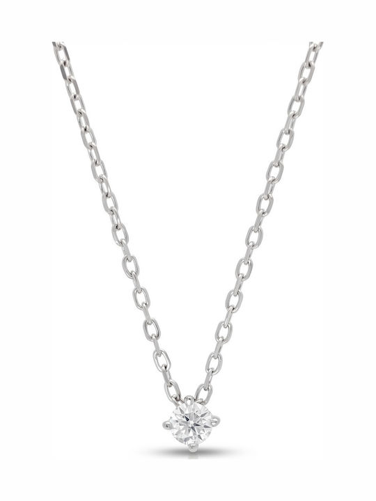Kiriakos Gofas Solitaire Necklace Made of Silver with Diamond