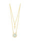 Breeze Colier Dublu Ochi Protector din Argint Placat cu Aur cu Zircon